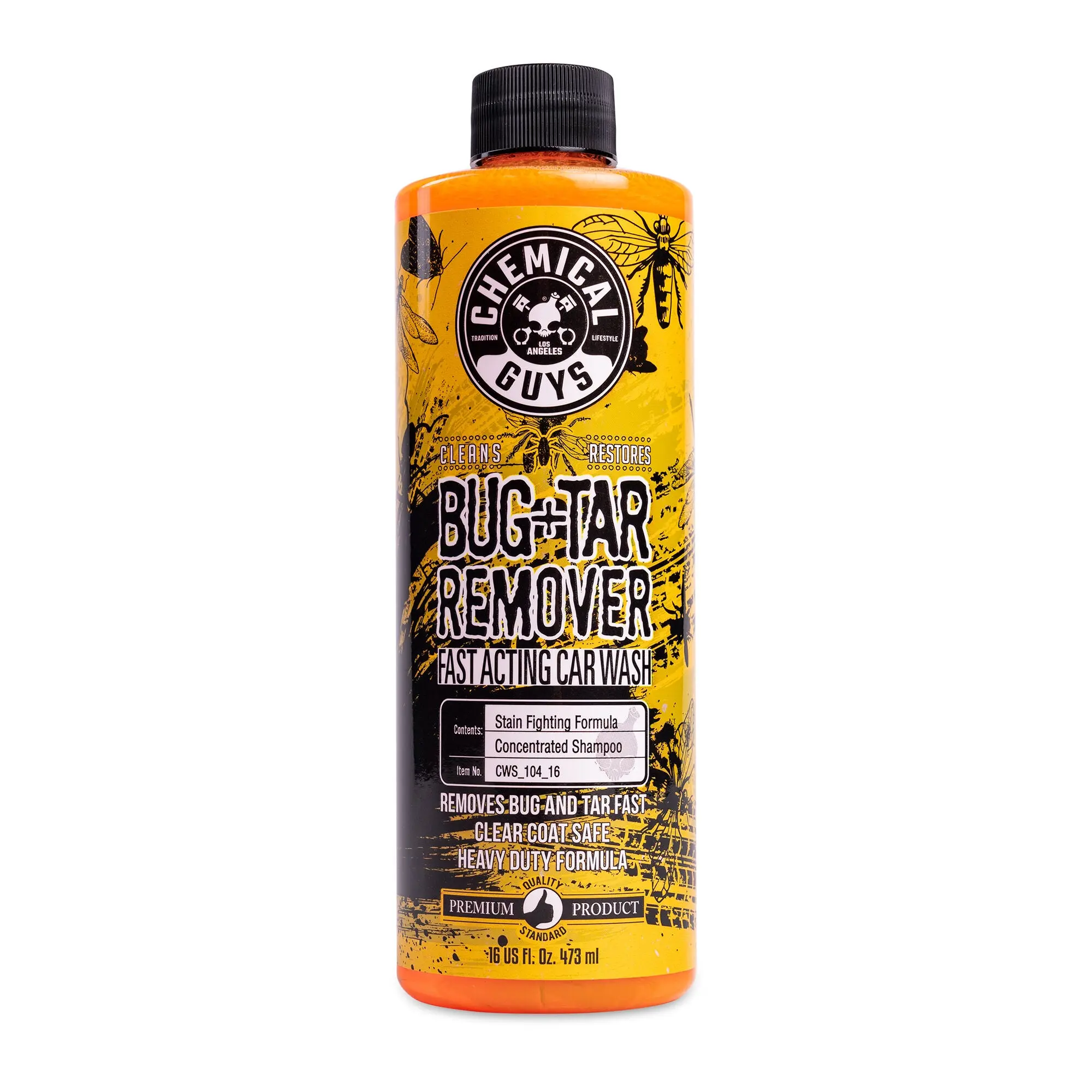CHEMICAL GUYS Bug & Tar Remover Car Wash Soap – Breaks Down Stuck-On Bugs, Tar, and Grime | High-Foaming Car Wash Shampoo for Paint, Grilles, Bumpers & Windshields | Prevents Staining & Surface Damage | Car Washing & Maintenance Essential, Car Cleaning Ag