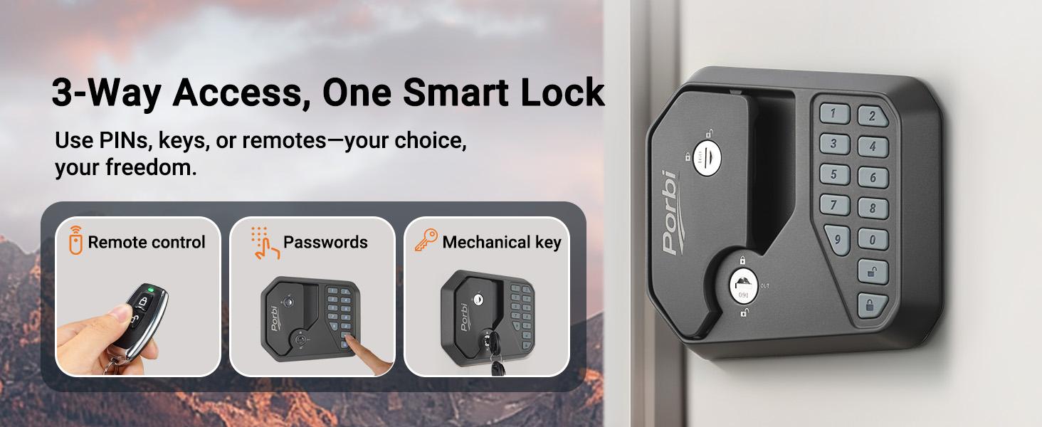 Porbi Full Metal RV Keyless Entry Door Lock with Password & Remote, Anti-Peeping & Backlit Keypad, Durable and Secure Camper Latch Replacement for RV Travel Trailer, Patented Security Structure