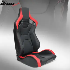 Racing Seat for Universal Red Stripe Left Dual Slider PU Carbon Leather