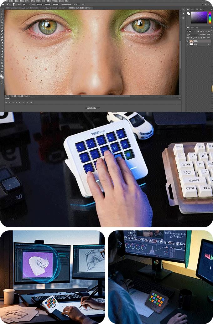 VSDINSIDE M18 V3 Macro Keypad, Stream Controller Deck Gaming Streaming Shortcut Keyboard, 18 Programmable Keys Customizable Visual AI Pad USB Soundboard for OBS, YouTube, Desk Office Setup, Laptop, PC, Mac