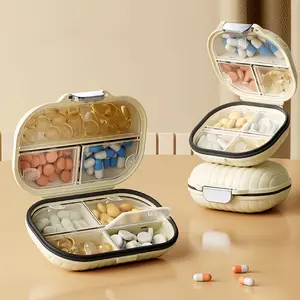 Mini Portable Pill Case with Rotating Time Tracker & Triple Sealing - Moisture-Proof Medicine Organizer with Identification Stickers, Compact Pocket Travel Pill Box for Daily & Travel Use