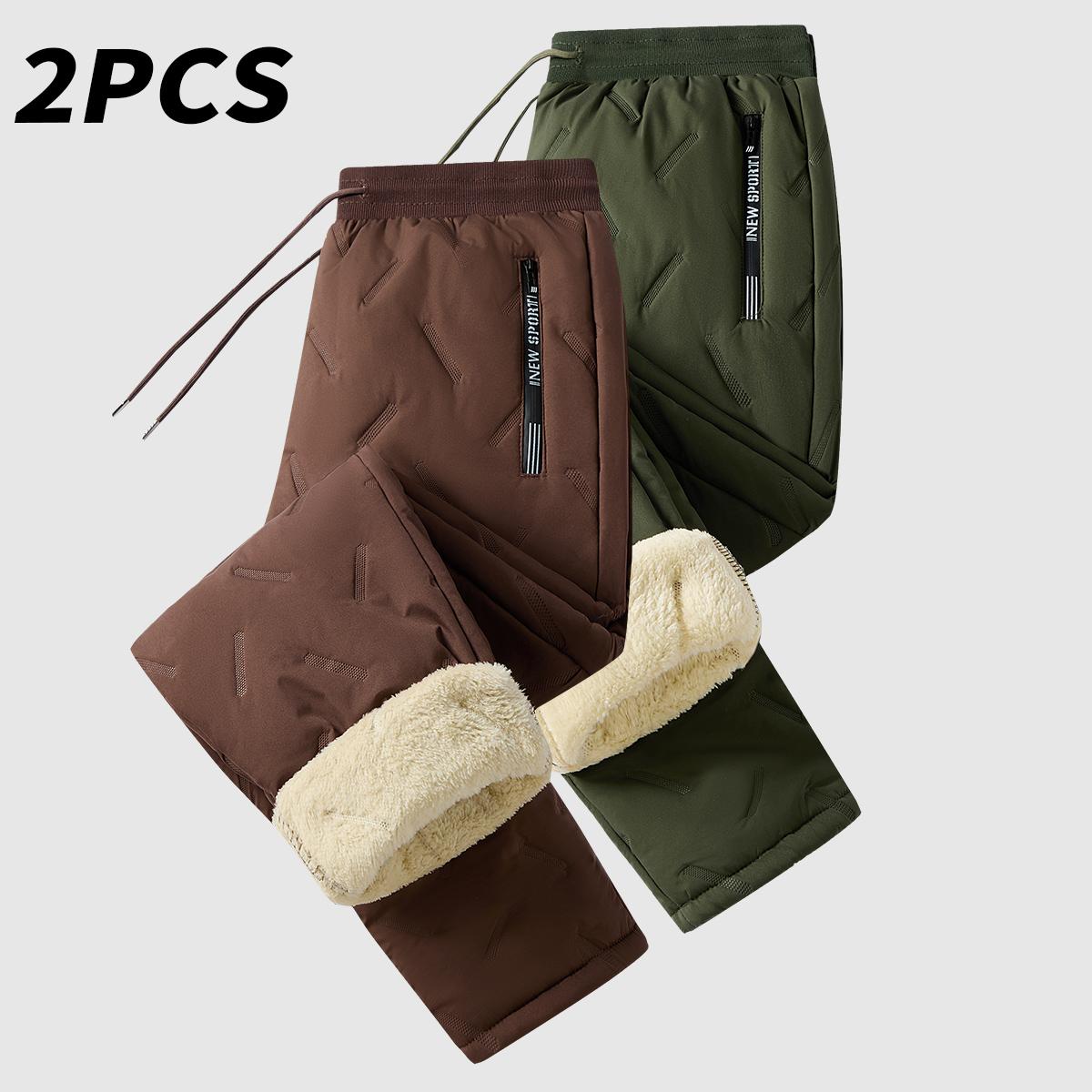 Men’s Warm Thermal Winter Snow Pants Ideal for Workouts & Outdoor Activities Machine Sweatpants Men Perfect for Extreme Cold Weather Layered Solid Color Design Regular Fit Menswear Top Stylish Trousers Men’s Casual Plain drawstring waistband