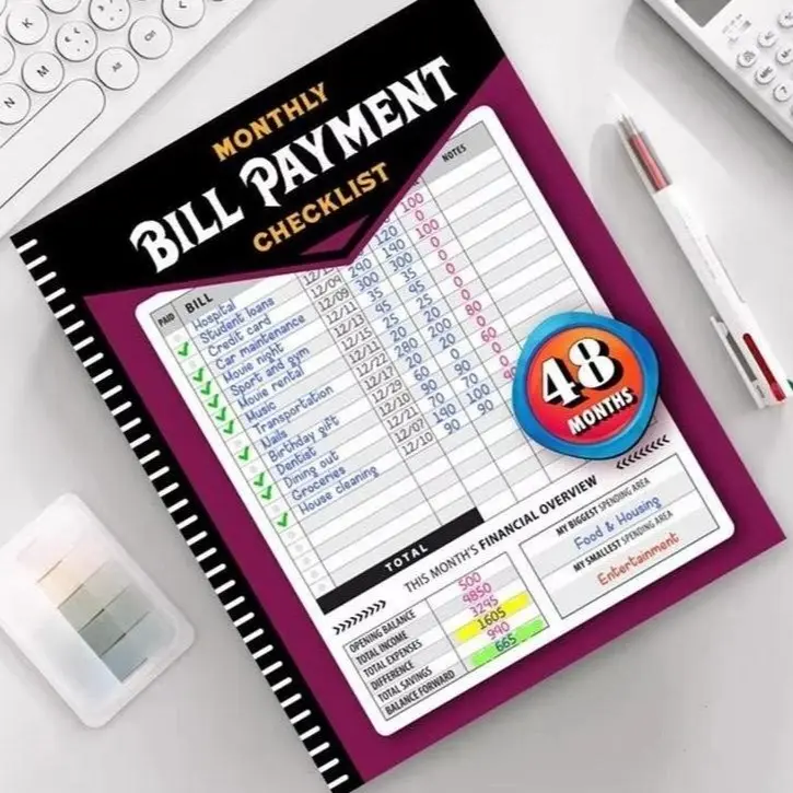 Finance Organizer Notebook - Bill Payment Tracker, 4-Year 960-Record Paperback, Bank Account Tracking, Premium Paper Money Management Checklist, Holiday Planning Tool for Personal Use