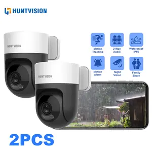 HUNTVISION 2Pcs IP66 Waterproof Outdoor Waterproof WiFi Security Camera, 360° Panoramic Dome Camera, Auto Tracking AI Human Detection, Day/Night Full Color, Two-Way Audio, 100° Vertical Surveillance CCTV