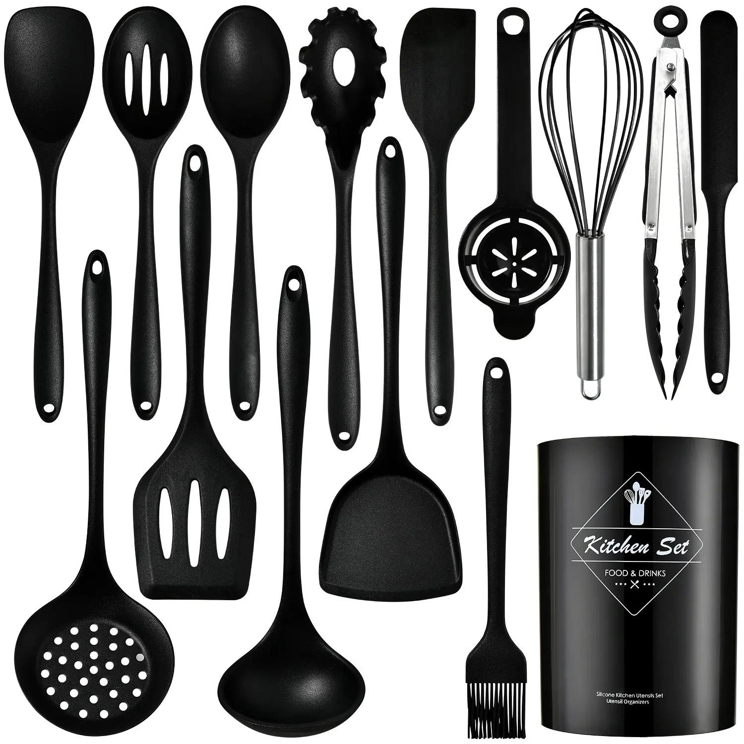12/15/32 Piece Silicone Cooking Utensil Set, Kitchen Utensils Set, Heat Resistant Up to 446°f, Non-Stick Kitchen Tools, Dishwasher Safe, Includes Spatula, Tongs, Brush, Kitchen Accessories