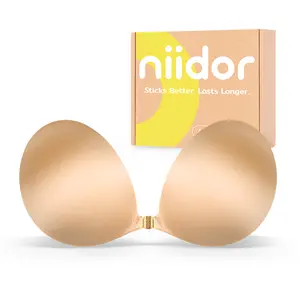 Niidor Magnetic Clasp 2026 Newest Sticky Bra Strapless Adhesive Invisible Seamless Push Up Bra with Upgraded Glue for Women Daily Wear Wedding Dating Backless Dress