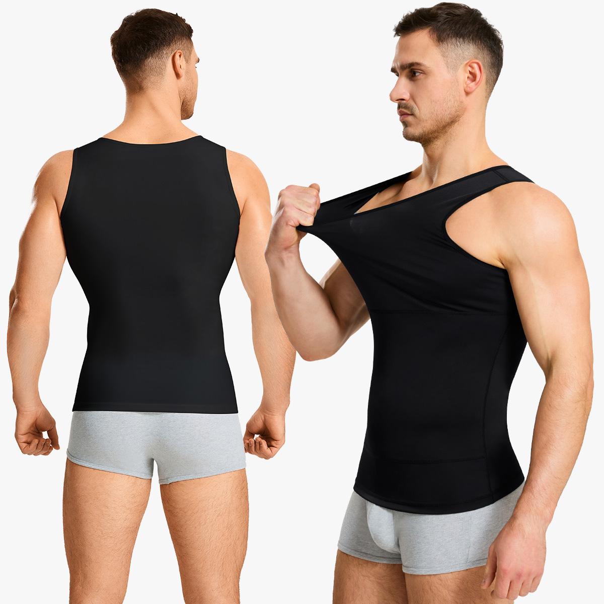 【Nebility】Men’s Compression Sleeveless Tank Top, Waist-Tightening Shaping Vest, 100% Biobased Eco-Friendly Fabric, Breathable Soft Anti-Pilling Sweat-Wicking, Ideal for Gym, Workout, Layering or Outerwear