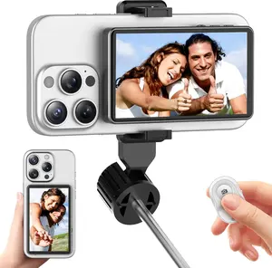 Vlog Selfie Monitor Screen, Magnetic Wireless Back Camera Monitor for iPhone & Android with 100FT Rang Bluetooth Remote for Photo/Vlog/Live Stream