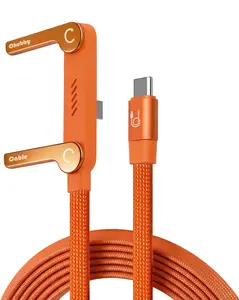 ChubbyCable StandLite 240W Braided Fast Charge Cable with Built-in Phone Stand for iPhone 15 & USB-C Devices 4.92ft T-Shaped Design