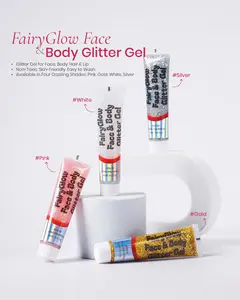 [RUBY VIBE CO] FairyGlow Face & Body Glitter Gel - Multi-Use Cosmetic Glitter for Face Body Hair & Lip Non-Toxic Skin-Friendly in Pink Gold White Silver