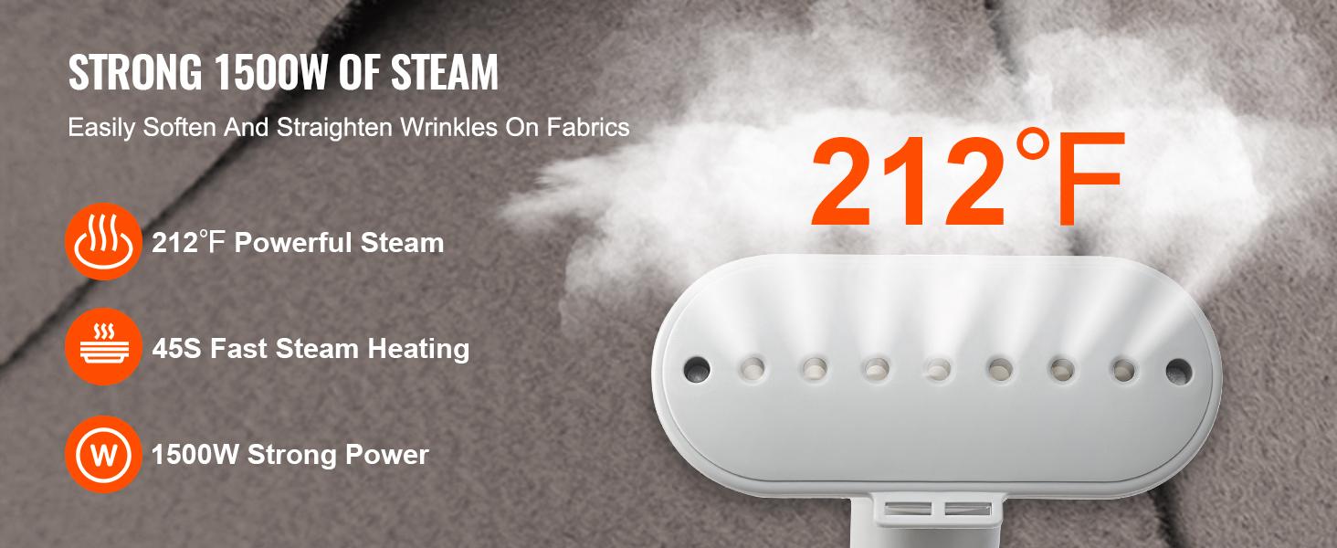 VEVOR Standing Steamer with Foldable Garment Hanger, TikTokShopBlackFriday, 0.5Gallon Water Tank for 90 Minutes Continuous Steaming, Heats in 45 Seconds & Auto-Stop with Fabric Brush Aluminum Rod and Easy-roll Wheels