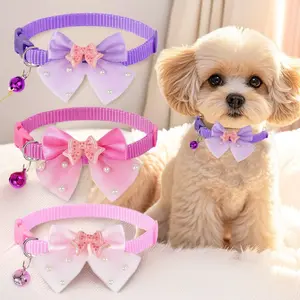 Pet Dog Bow Tie Collar Yorkie Maltese Poodle Adjustable Neck Strap, Cute Heart Design for Girls, Comfortable and Stylish