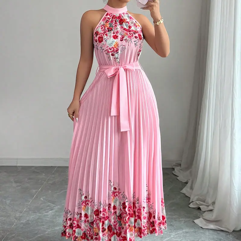 slim fit dress slacks Gold Sequin Plunging Neck Halter Strap Mermaid Prom Dress main image 0