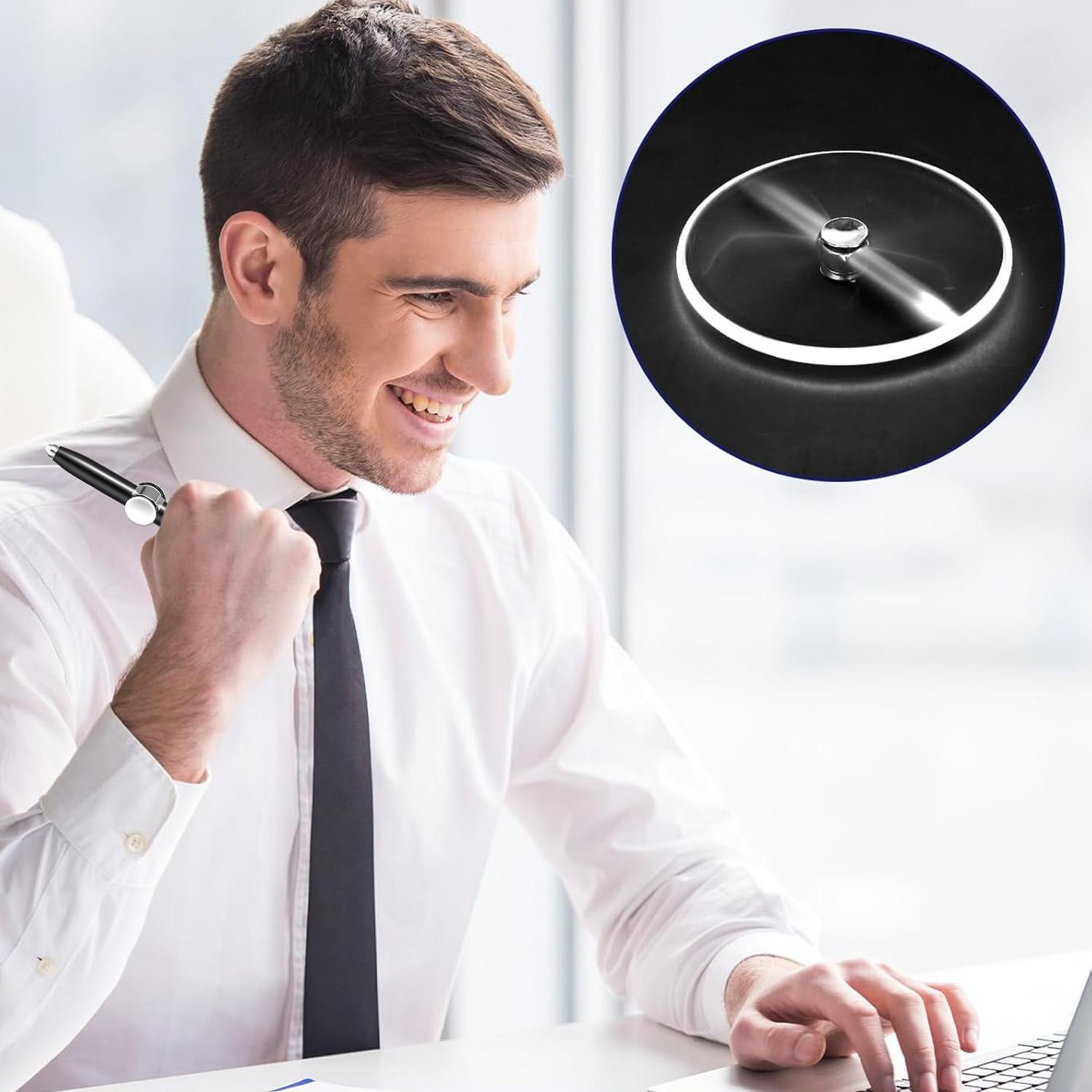 Fidget Spinner Pen Metal Ballpoint, Stress Relief Rotating Pen with LED Light, Writing Pen, Help ADHD Stress Reducer Ballpoint Pen Gift Pen Anti Anxiety, Office Stationery & Supplies, Office Accessories