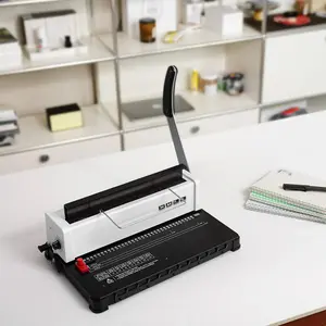 34-Hole Manual Coil Spiral Binding Machine – 120-Sheet Capacity with 100pcs 5/16'' Spines, Adjustable Margin (Fits Letter, A4, A5)