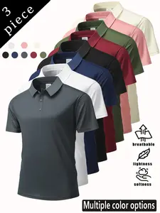 Men’s summer polo shirt set of 3, available in multiple colors. Suitable for outdoor leisure, everyday relaxation, and ideal for business, travel, work, dates, and casual wear.