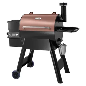 VEVOR Wood Pellet Grill Smoker,  8 in 1 BBQ Grills for Outdoor Cooking, 575 Square Inches Cook Area Electric Grill and Smoker, with LCD Screen Controller, Meat Probe, 500°F Max Temperature, Black