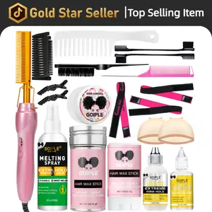 19 counts Electric Hot Comb Hair Straightening Comb Curling Iron for Wigs and Natural Hair，Lace Front Wig Black Women Lace Glue Wig Install Kit，Pressing Combs Wig Glue Hair Wax Set Comfort Salon