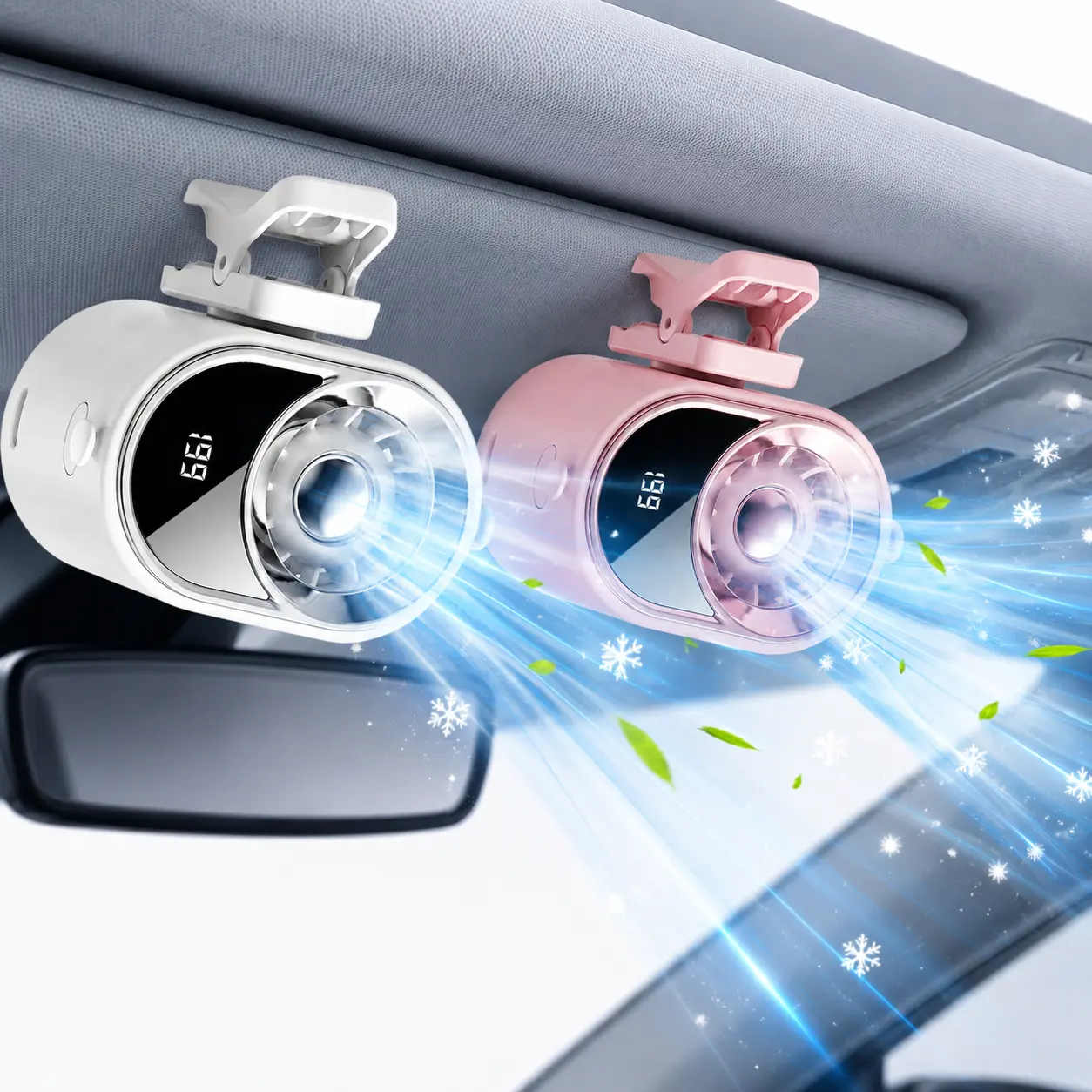 Mini Car Clip on Fan with LED Display,360° Rotation 199 Speed Adjustable USB Rechargeable Personal Cooling Fan, Portable Mini Cooling System for Auto Vehicle Travel Office Outdoor Beach#SummerWins#DealsForYouDays,car accessories