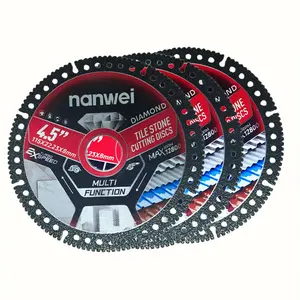 4.5" 3PCS Diamond Tile Cutting Blades - Ultra-Thin Dry Cutting Disc for Ceramic, Marble, Granite - Angle Grinder Blades& Durable for Masonry/Construction Power Tool
