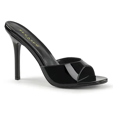 Pleaser Women's 4-Inch Peep Toe Slip-On High Heels - Classique-01 Black Heels, Elegant Comfortable Sandals, Fashionable Party Shoes for Special Events
