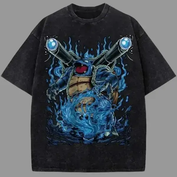 Blastoise Shirt, Anime Shirt, Graphic T-Shirt- Unisex Menswear & Womenswear - Streetwear Tops - Casual Cotton Crewneck Shortsleeve Tshirt