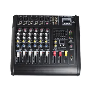 MUSYSIC MU‑P6MXn Professional Powered 6‑Channel Mixer – 2000W Peak, USB/BT/MP3, 16 DSP Effects, 2‑Band EQ