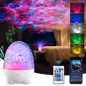 Rechargeable Ocean Wave Projector Light with Remote Control & Bluetooth Speaker,13 Color Changing Waterproof Shower Lamp for Bathroom Bedroom Home Decor,Ideal Gifts for Teens Kids Women