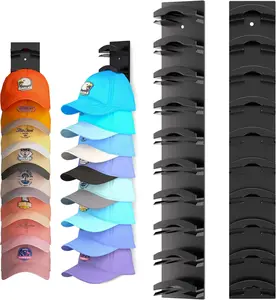 Hat Organizer for Baseball Caps 2-Pack Multilayer Hat Hanger Holder Display for Door Closet Cap Organizer Storage with Two Mounting Options Black