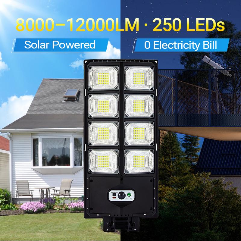 【2 Pack】New Solar Street Lamp Road Lighting 800 Lumens With Remote Control Garden Light Dusk To Dawn Solar Light Outdoor With Motion Sensor And Remote Control, Suitable For Courtyard, Parking Lot, Garage, Street
