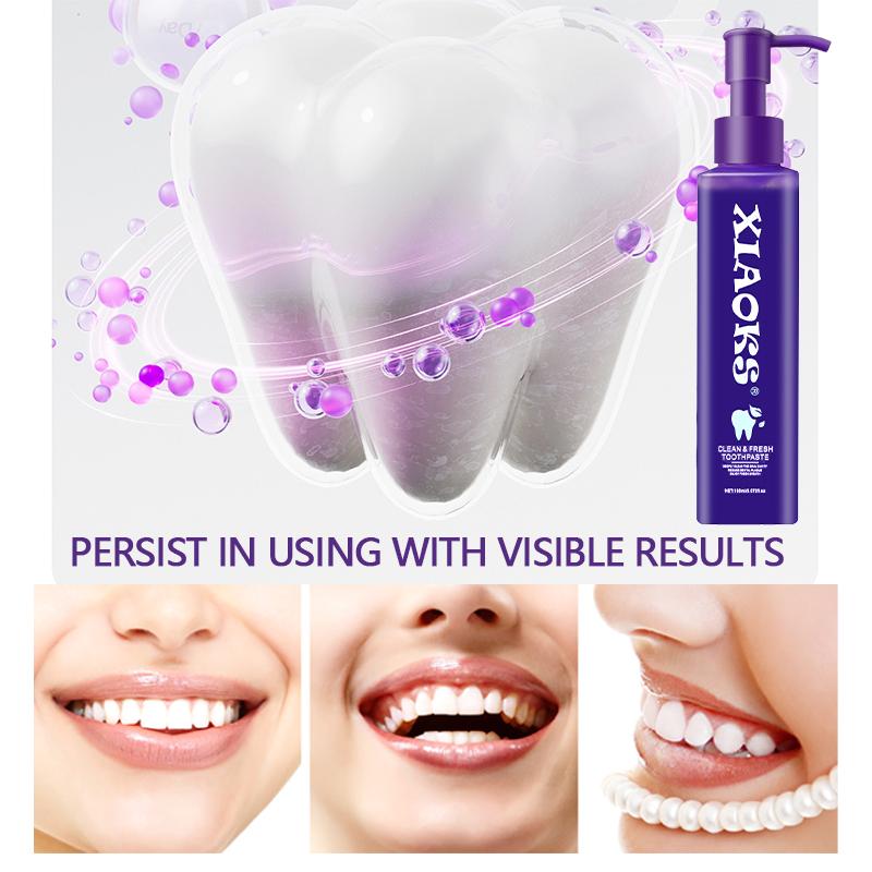 XIAOKS Pump Type Purple Toothpaste Controlled Release No Waste Xanthan Gum Sodium Phytate Formula Cleans Teeth Long Lasting Freshness Creates Shiny Beautiful Teeth Rich Foam Deep Cleaning Keeps Breath Fresh All Day