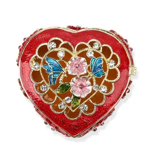 Livmore Red Hearted Design Trinket Box