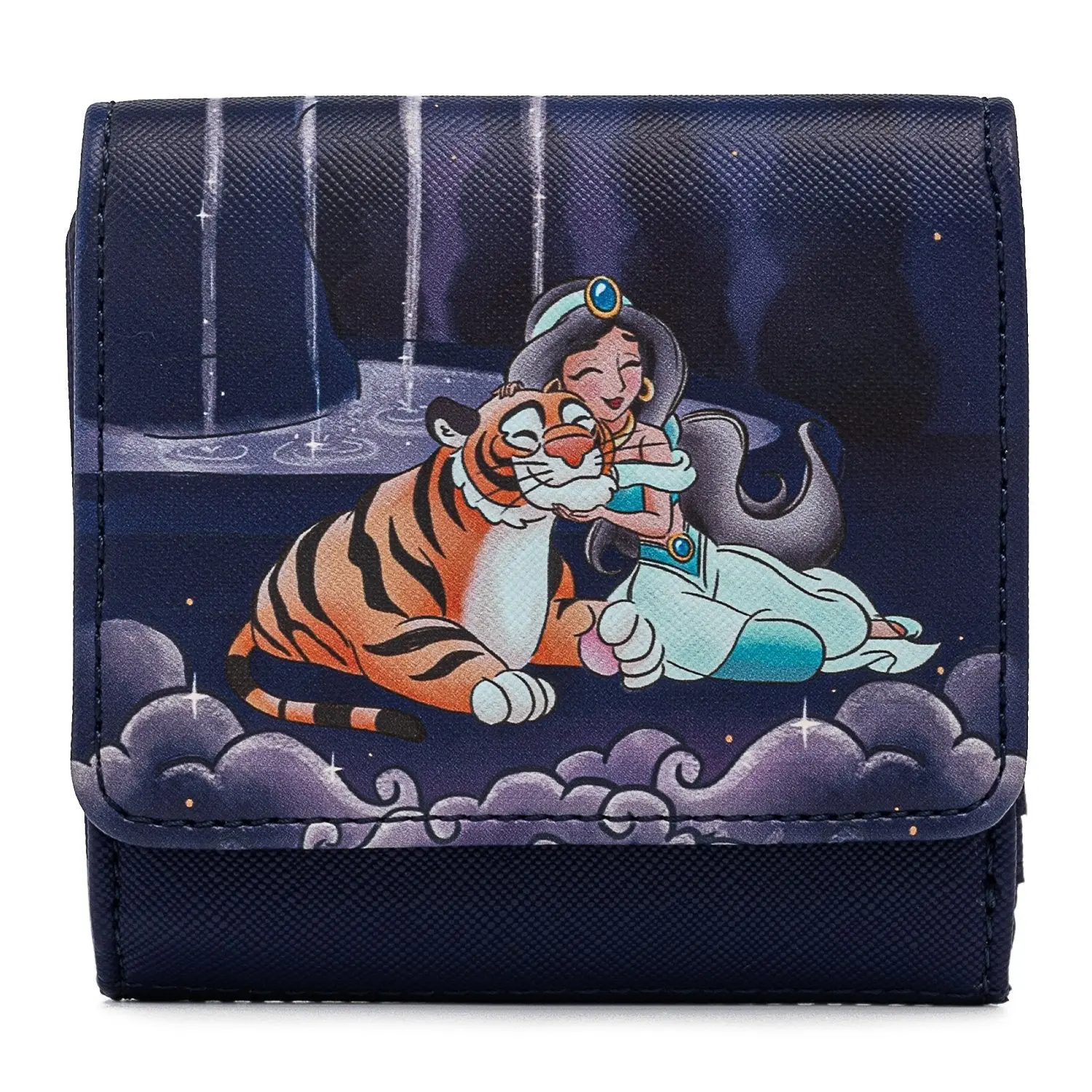 Loungefly Disney Jasmine Castle Series Basic Ladies Wallet - Faux Leather, Kisslock Top, Foil & Metal Accents, Graphic Cartoon Character Design, Faster Closure, Casual Wear Use, Jasmine Theme