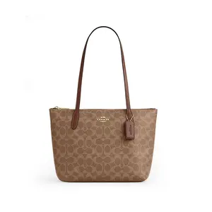 COACH Fiona 24 Tote Bag with Brand Print and Metal Logo in Medium Size for Women