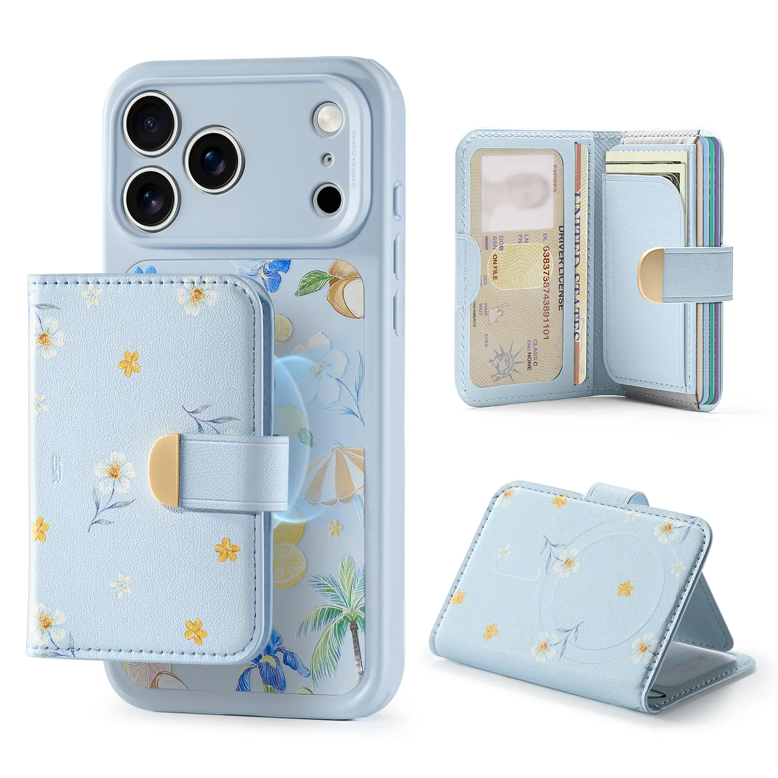 ESR Elegant 9mm Flip Clutch MagSafe Wallet Stand for Women, RFID Blocking Rfid Purses, Metal Buckle, 5-Card Holder, MagSafe Sticker Included, Magnetic Wallet for iPhone 17e/17/16/15/14/13/12 Series & Select Samsung