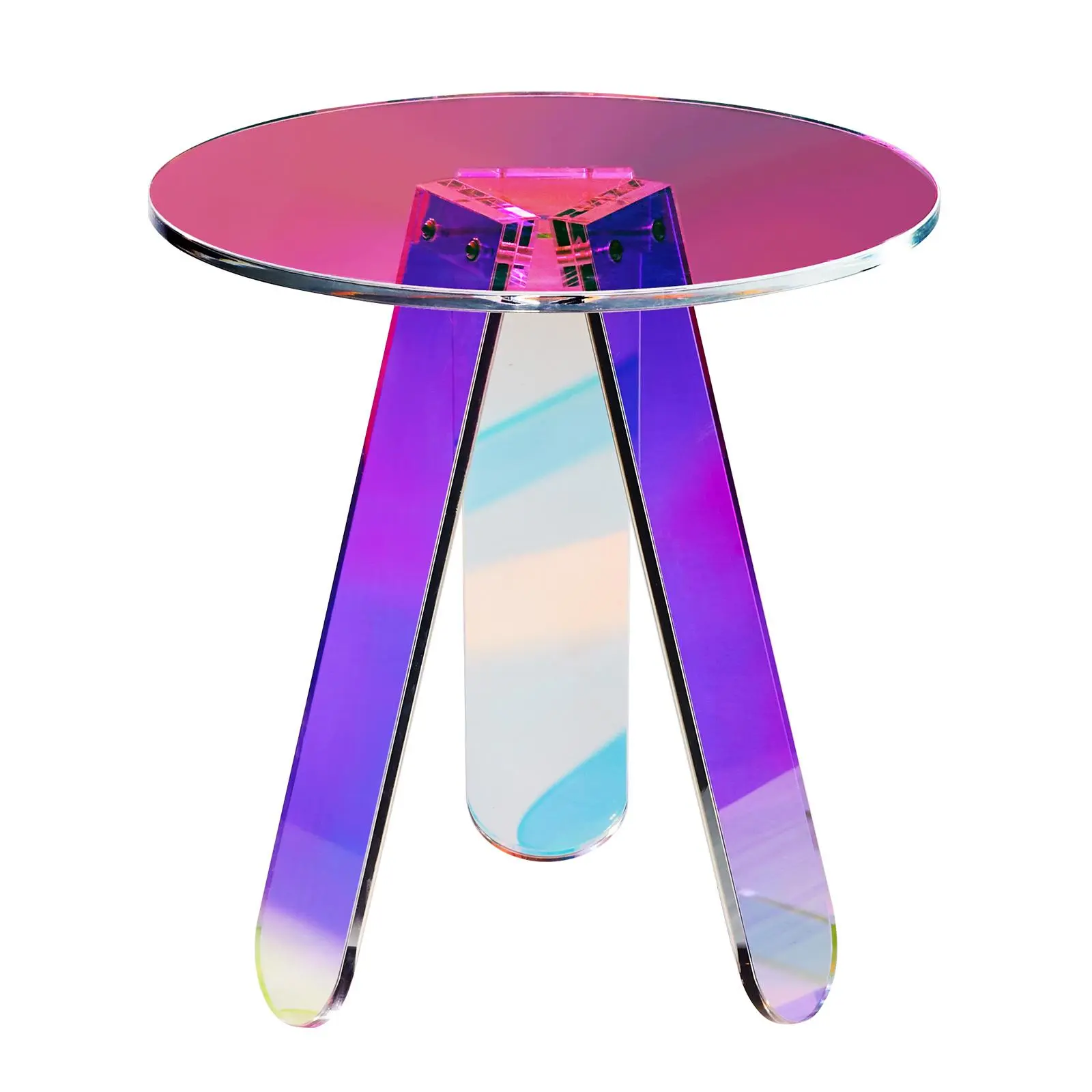 【SummerFinds】VEVOR Round Iridescent Side Table,  , Acrylic End Table, Clear Rainbow Acrylic Coffee Table for Drink, Food, Snack used in Living Room, Bedroom, and Study
