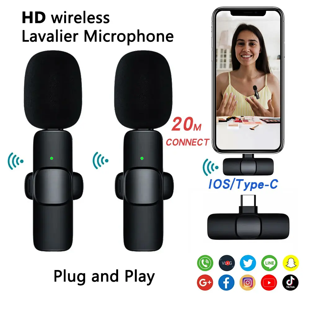Professional Wireless Lavalier Microphones - USB Chargeable, 65 ft Range, 10hr Battery, 2hr Charging Time, Plug-and-Play Clip-On Mics for iPhone, Android, Influencers, Vlogging Equipment, Streaming Setup, Hands-Free Recording, Online Conferencing, Usb Typ