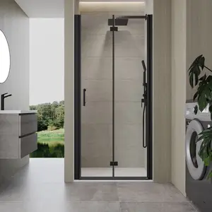 Rainlex 30 to 31-3/8 in. W x 72 in. H Semi-Frameless Bi-Fold Shower Doors in Matte Black RX-SD05-3072MB with Premium Aluminum Alloy Frame & Shatterproof Tempered Glass