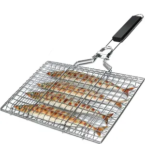 Expanded Convenient Outdoor Grill Mesh,Fish Grill Baskets for Outdoor Grill Vegetables, Fish Grilling rack for Grill, BBQ Grilling Basket, Stainless steel Grill Basket for Veggies, shrimp