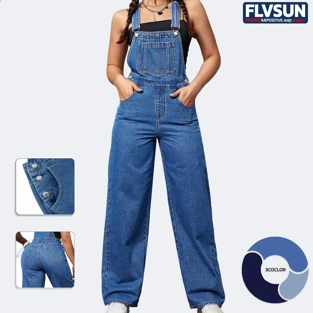 Flvsun Women's Breathable Polyester Overalls - Sleeveless, Adjustable Strapping, Buckle Casual Clothes for Daily Use, Clothes For Women, Overalls For Women