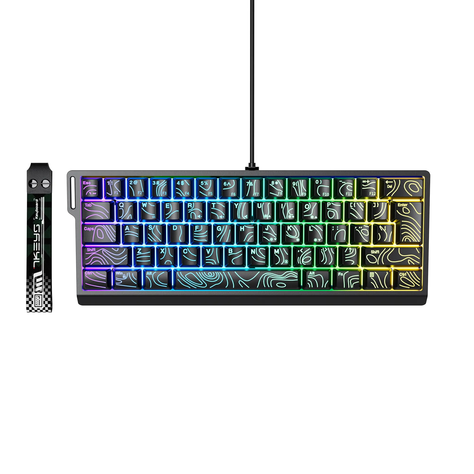 7KEYS Wired 60% Gaming Keyboard, 61-Key Mini Compact Portable with Lanyard, RGB Backlit, 25-Key Anti-Ghosting, Black Outline Keycaps, Compatible with PC, Mac, Laptop (60 Percent Keyboard for Back to School),back to school,back to school haul