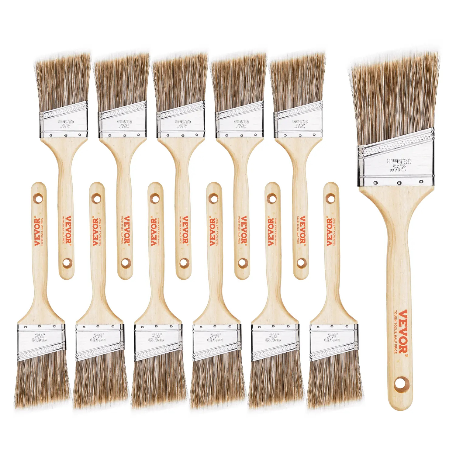 【Summerfinds】VEVOR Paint Brushes 12 Piece Angle Paint BrushTreated Wood HandlePaint Brush Set for All Latex and Oil Paints & StainsWood Stain Brushes for CabinetsWallsFencesInterior & Exterior Use