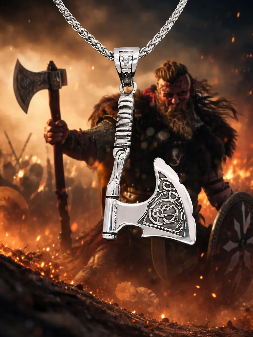 The Armored Kingdom Warbringer Battle Weapon Necklace, Solid Zinc Alloy Fantasy Jewelry for Legends, Casual Costume Accessory, Medieval Aesthetic, Antique Silver