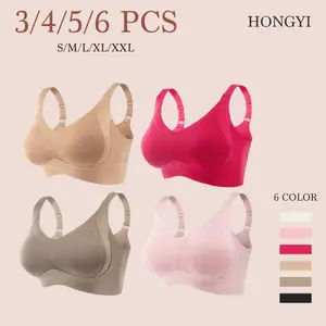 3/4/5/6 pieces of E-series women's solid color underwire bras, comfortable, breathable, elegant, seamless gathering underwear, women's underwear, all season soft underwear, minimalist women's bra Wireless Bras Strapless Bandeau Bras