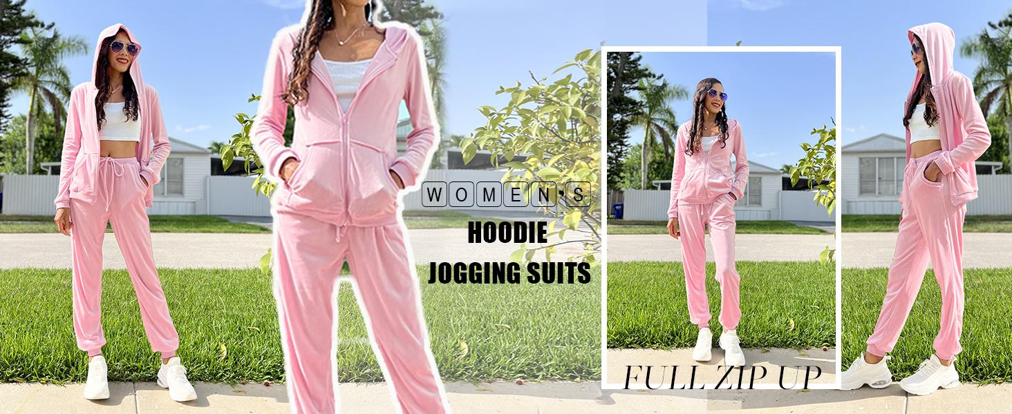 Women's Casual Velour Tracksuit Set Lightweight Full Zipper Hoodie & Workout Pants Velvet Sweatsuit Jogging Suits XS-XXL Women's Casual Velour Tracksuit Set Lightweight Full Zipper Hoodie & Workout Pants Velvet Sweatsuit Jogging Suits XS-XXL