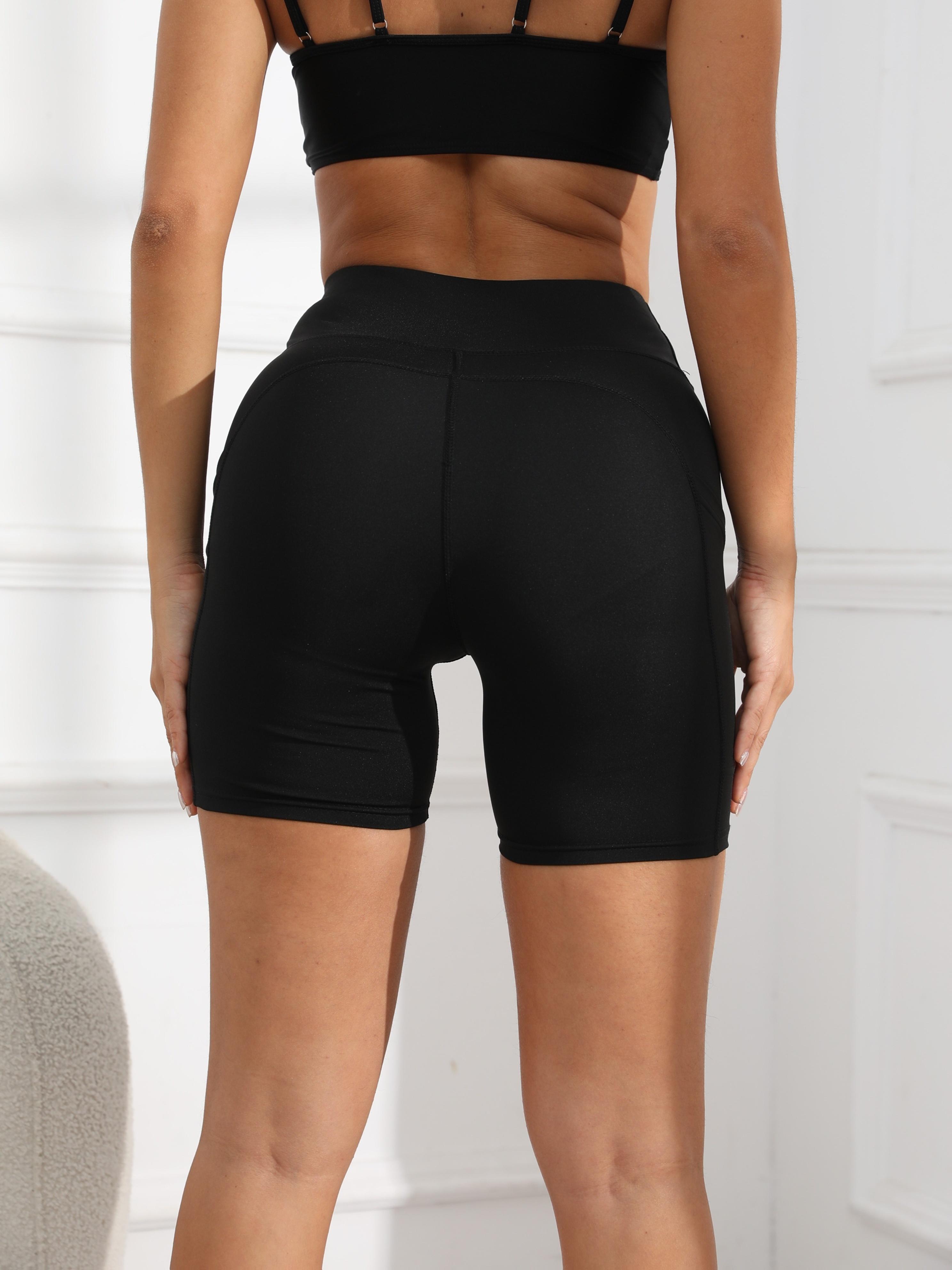 High-Waisted Yoga Shorts for Women, Three-Quarter Length, One-Piece Athletic Shorts with Pockets, Suitable for Outdoor Cycling, Fitness, Running, And Leisure Activities, Seamless Safety Shorts, High-Waisted Tummy Control Shorts, Suitable for Outerwear