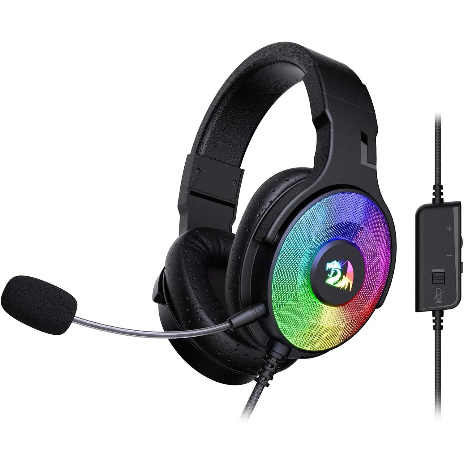 Redragon H350 RGB Wired Gaming Headset, Dynamic RGB Backlight - Stereo Surround-Sound - 50MM Drivers - Detachable Microphone, Over-Ear Headphones Works for PC/PS4/XBOX One/NS,back to school,back to school haul