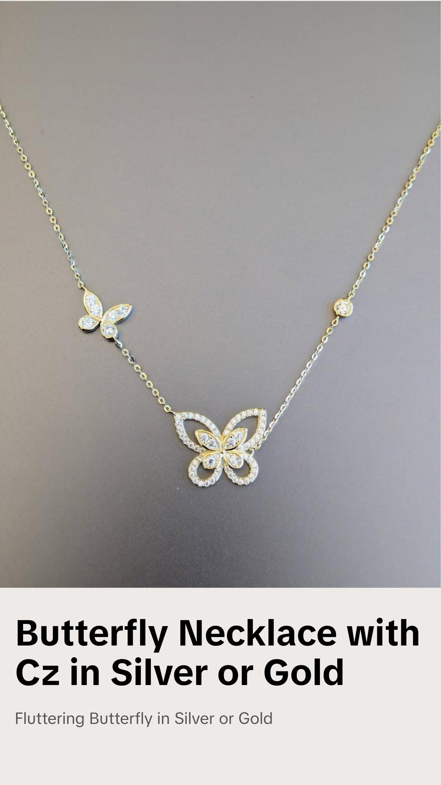 Fluttering Fantasy: Delicate Butterfly Necklace with Cubic Zirconia