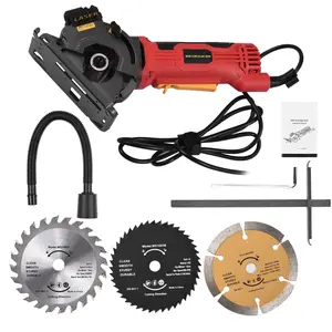 580W 4.8A 3700RPM Mini Circular Saw Corded 4 Amp Electric Compact Circular Saw with Laser Guide Scale Ruler Vacuum Port 3 Blades for Cutting Wood Tile Plastic Soft Metal