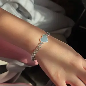 925 heart chino link bracelet